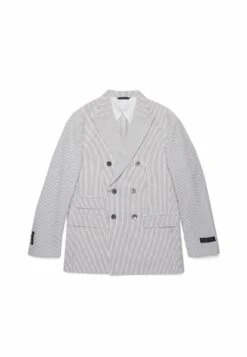 Seersucker Double-Breasted - Halflange Jas - Grey -Mode Kleding Winkel 276098b1a15a435c9f49ff7fde593593