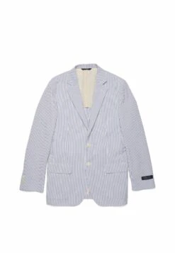 Milano Fit Seersucker - Halflange Jas - Blue -Mode Kleding Winkel 86efb1e6d0bd454491bf40a9f28dab69