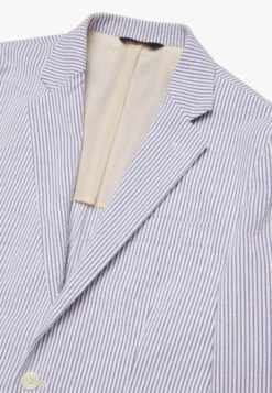 Milano Fit Seersucker - Halflange Jas - Blue -Mode Kleding Winkel 95814fb390c4404fb16c01c4e5d215dd