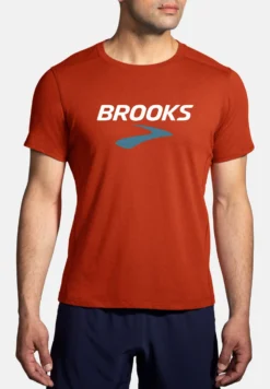 Distance Short Sleeve 2.0 - T-Shirt Print - Htr Red Clay Brooks Logo