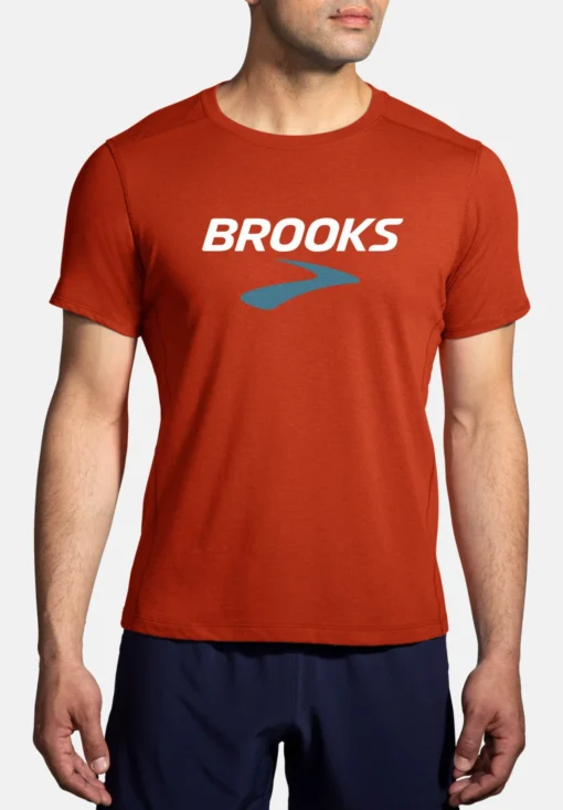 Distance Short Sleeve 2.0 - T-Shirt Print - Htr Red Clay Brooks Logo
